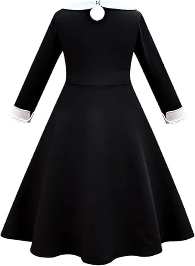 Fancy Agents Spooktacular Halloween Wednesday Dress for Girls| Adorable Wednesday Costume, Perfect for Halloween Party, Trick-or-Treating, School Parties, and Fall Festivities (6-7 Years) - Image 3